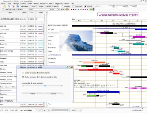 largeur table saisie planning pro mac et pc Faberplan v14.06