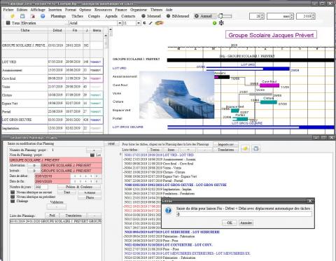 nouvelle possibilité de délai négatif pour les chaînages des plannings mac et pc