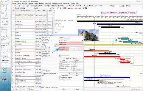 nouvelle édition simplifiée date début tâche du logiciel de planning de chantier et d'architecture Faberplan Mac et PC v19.07